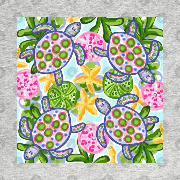 Cute Hand Painted Preppy Sea Turtle Pattern by emrdesigns